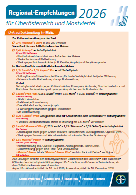 Vorschau: Bayer Regional-Empfehlungen für Oberösterreich und Mostviertel